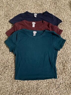 Tilly's Women's Short Sleeve Crewneck Tee Pack - Navy, Burgundy, Teal